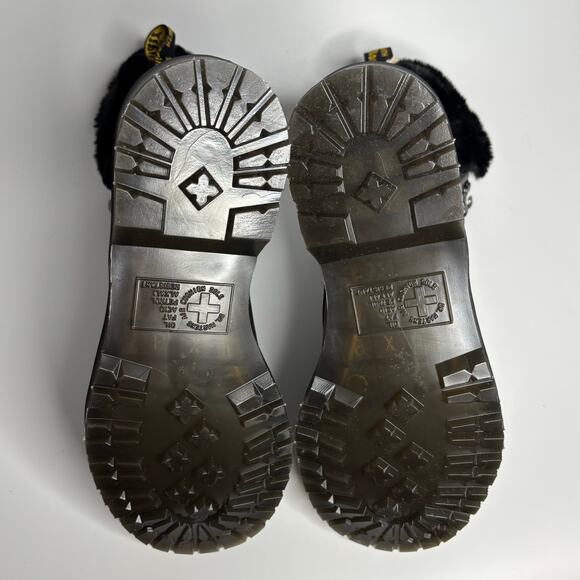 Dr. Martens 1460 Serena Collar Faux Fur Lined Leather Combat Boots in Black - Picture 7 of 8